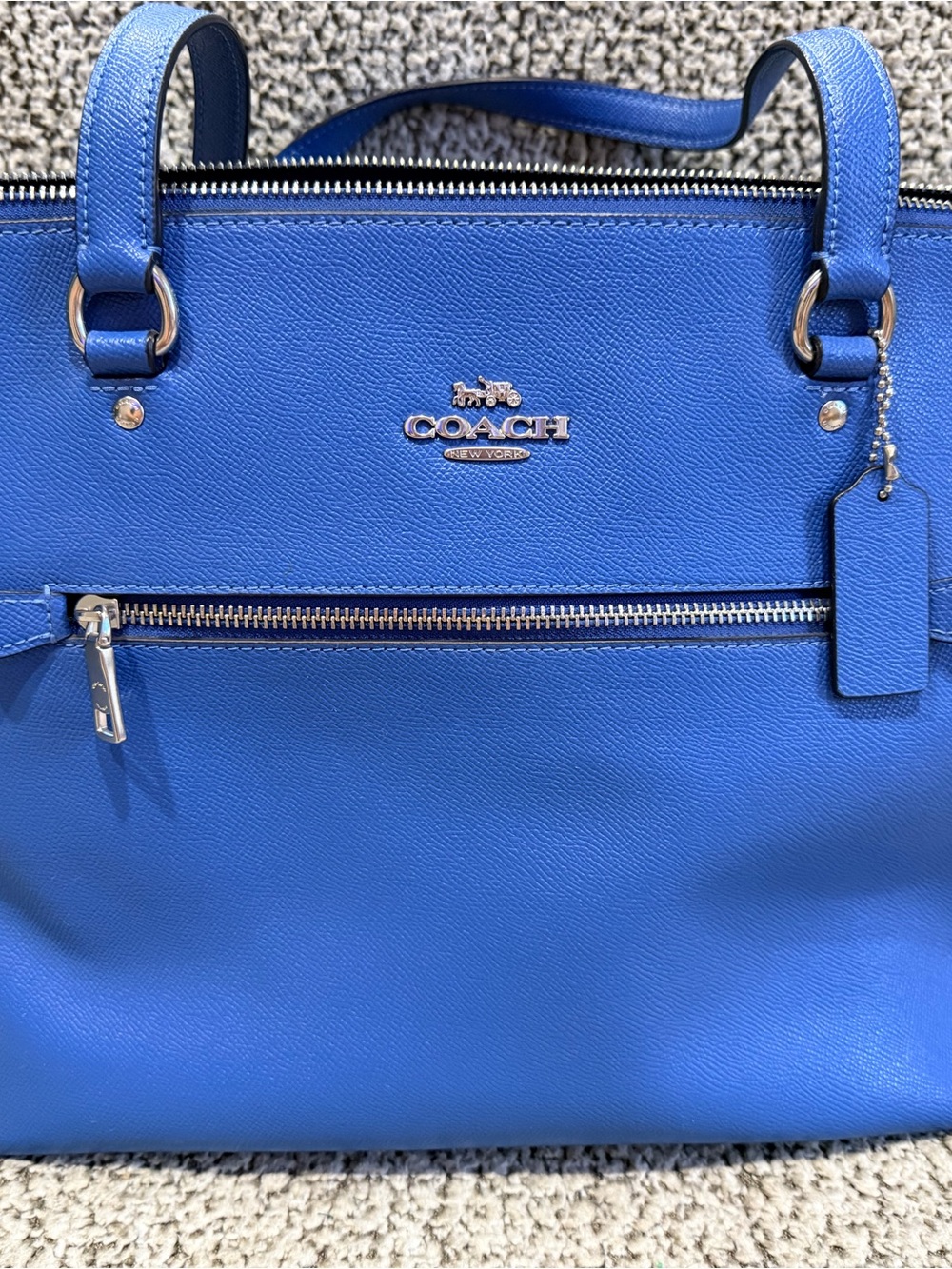 Coach Gallery Tote — Crossgrain Leather in Blue | Silver Hardware